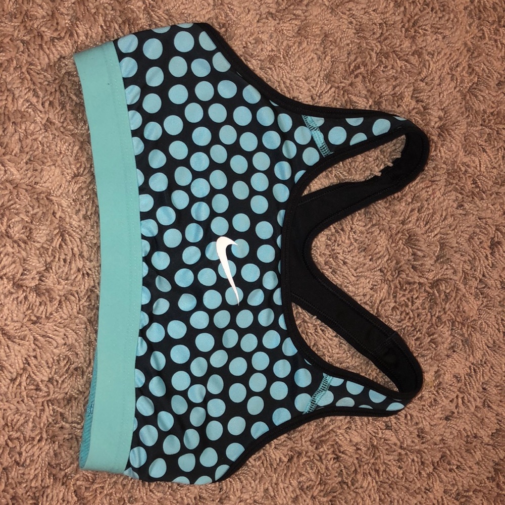 Blue and black nike sports bra